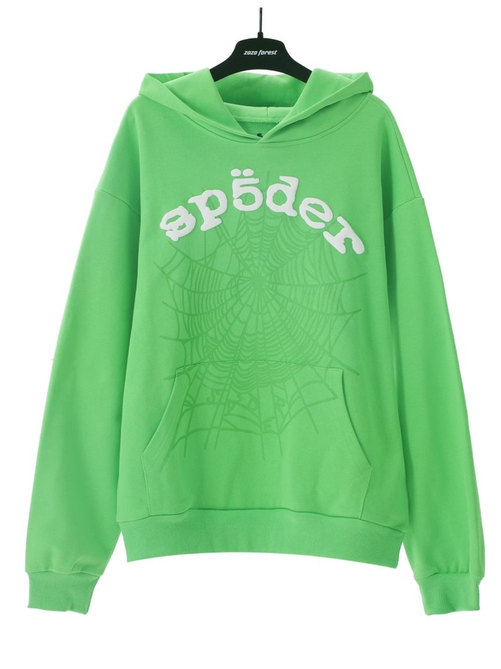 Green Spiderweb Graphic Crewneck Hoodie